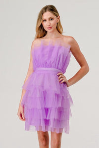 Fashion Styled Vestido tulle strapless Lila