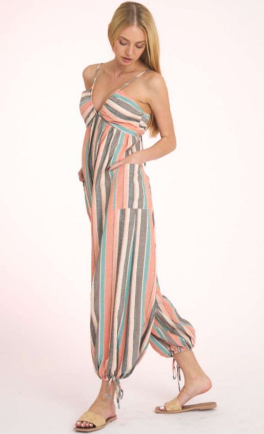 Jumpsuit lino rayas Pastel