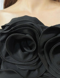 Fashion Styled Blusa drapeada flores Negra