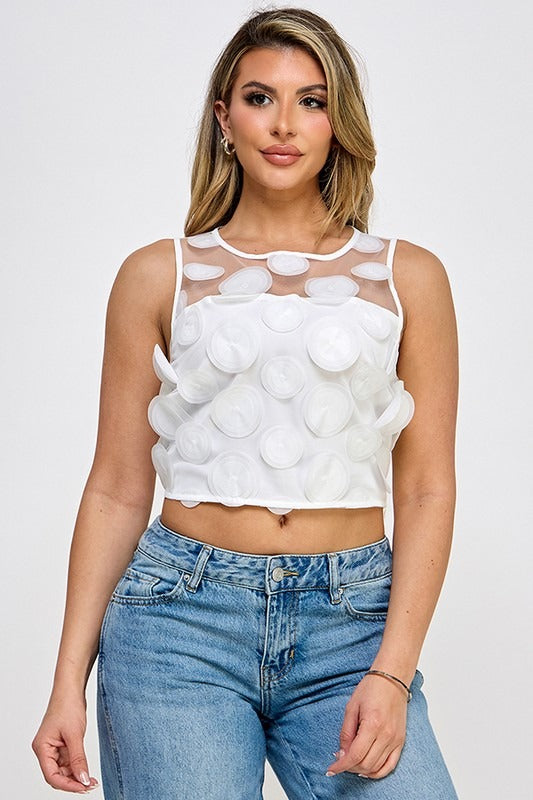 Blusa círculos organza Blanca