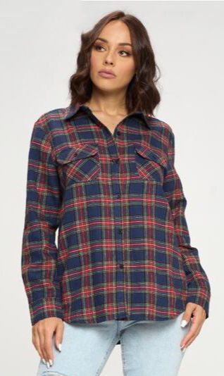 Camisa cuadros Azul con Rojo