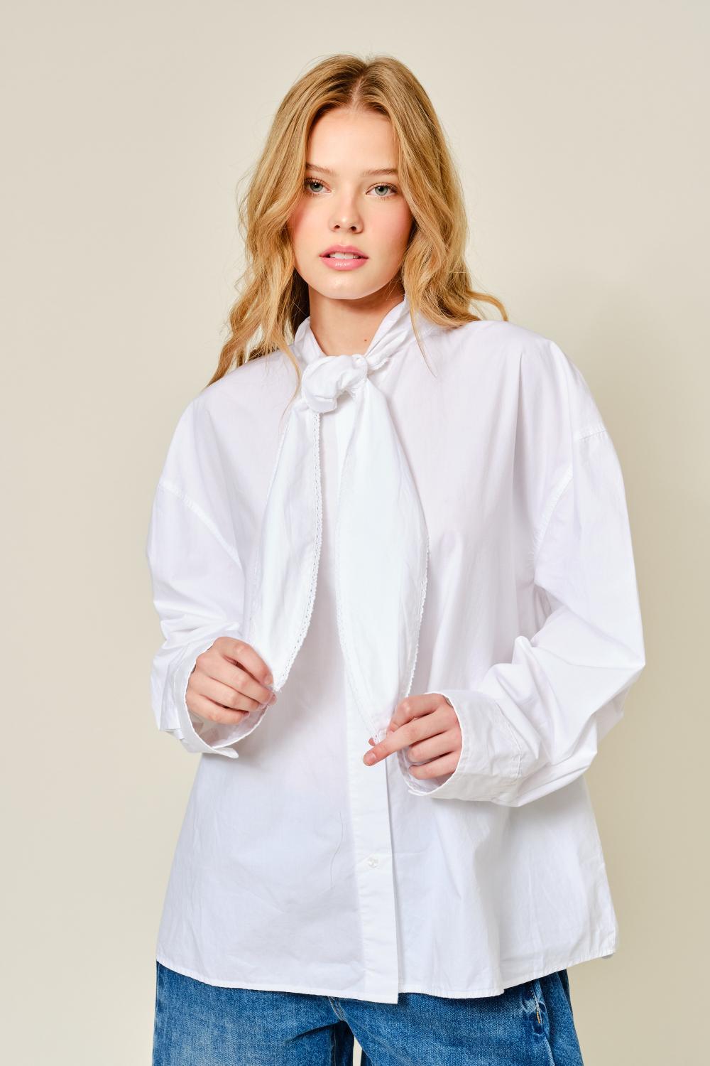 Camisa cinta para lazo cuello