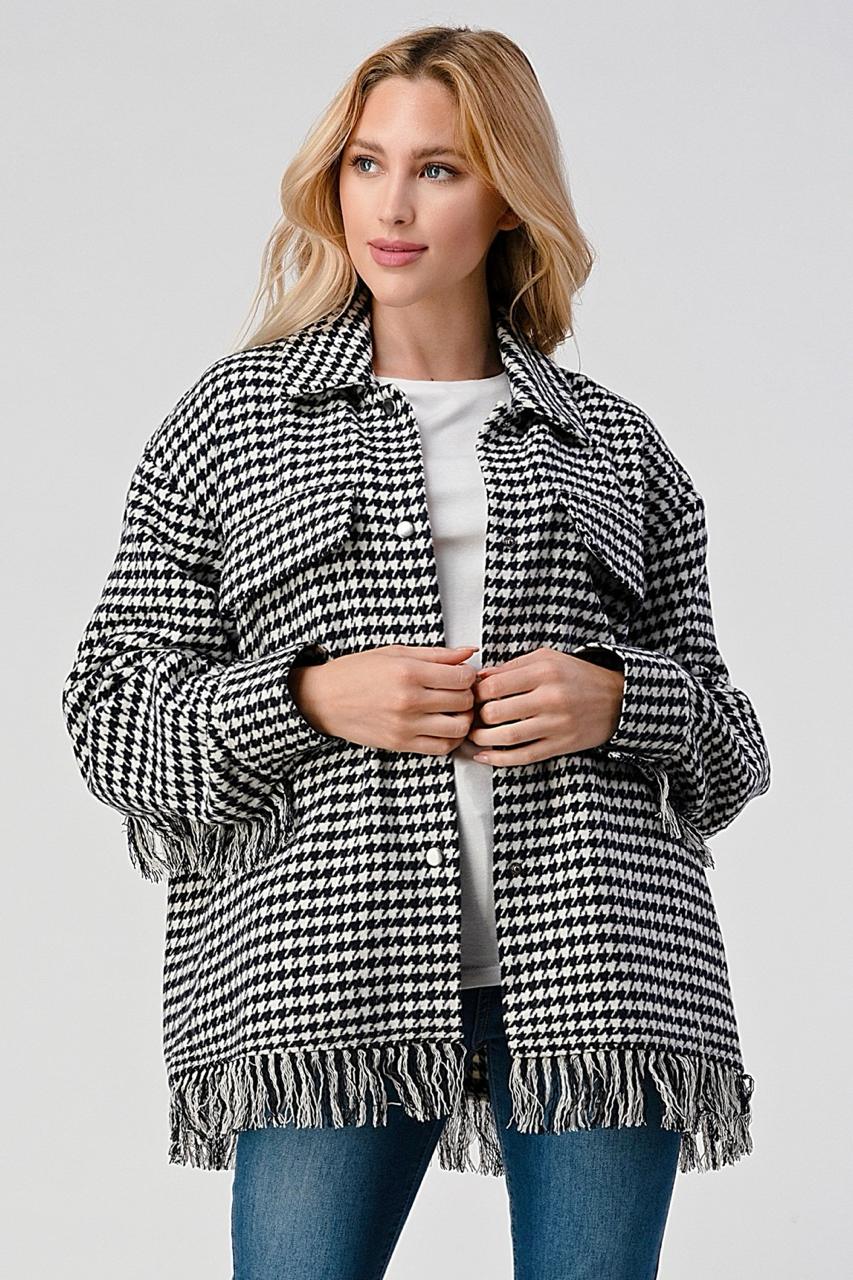 Shacket houndstooth flecos