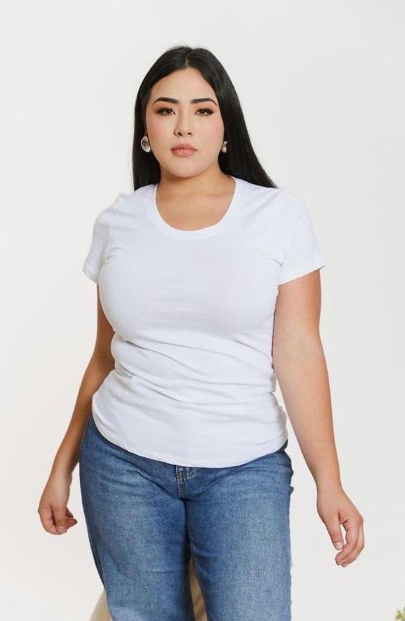 T-Shirt básica larga Blanca