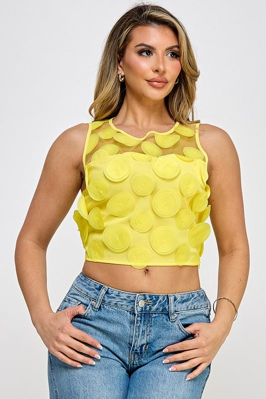 Blusa círculos organza Amarilla