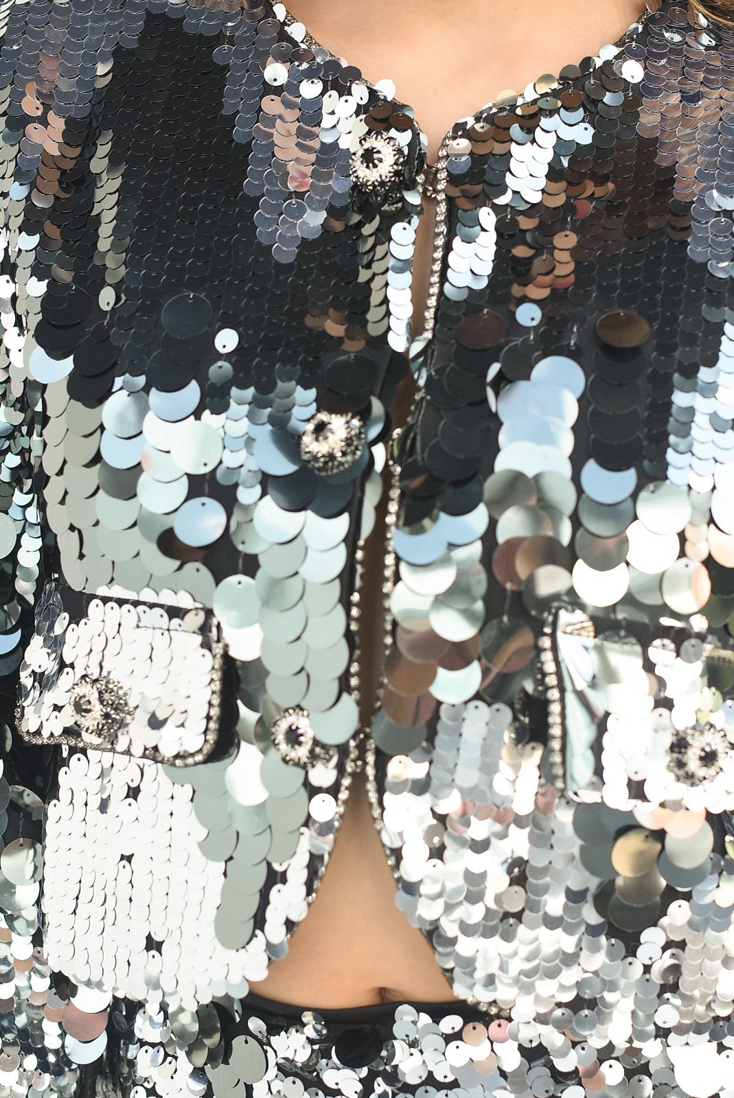 Blazer crop lentejuela chunky Plata