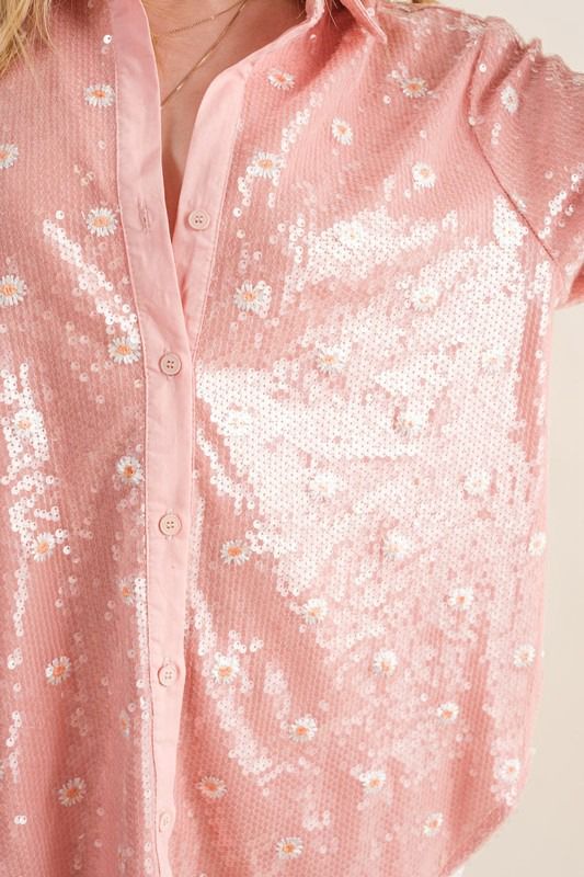 Camisa lentejuelas Margaritas Peach