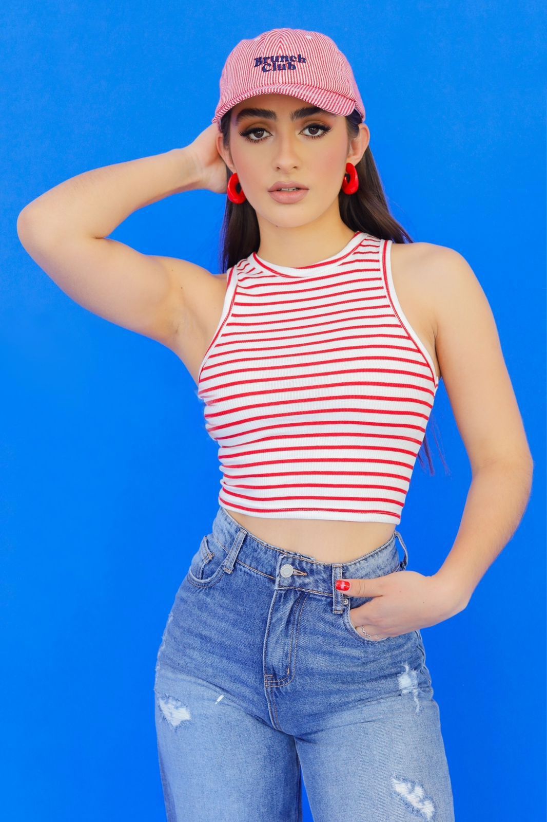 Top básico rayas Rojo