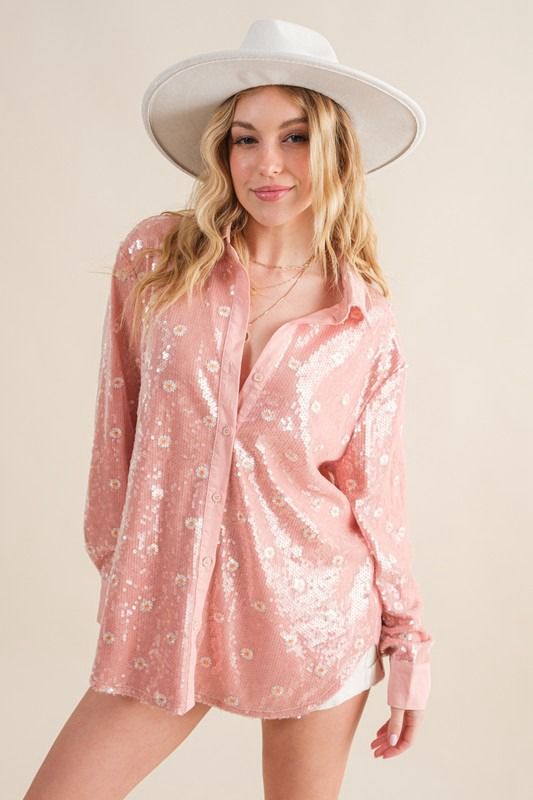 Camisa lentejuelas Margaritas Peach