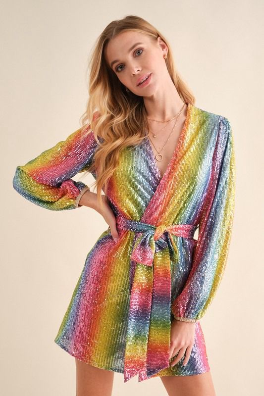 Vestido envolvente lentejuela Multicolor