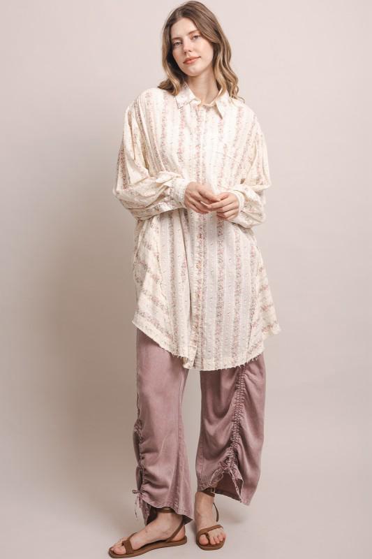 Pantalón wide leg jaretas