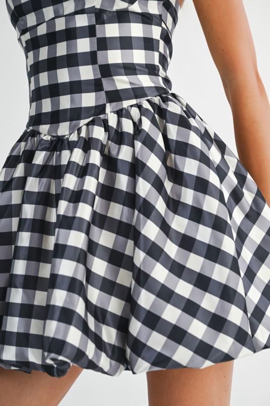 Vestido globo cuadros Blanco y Negro