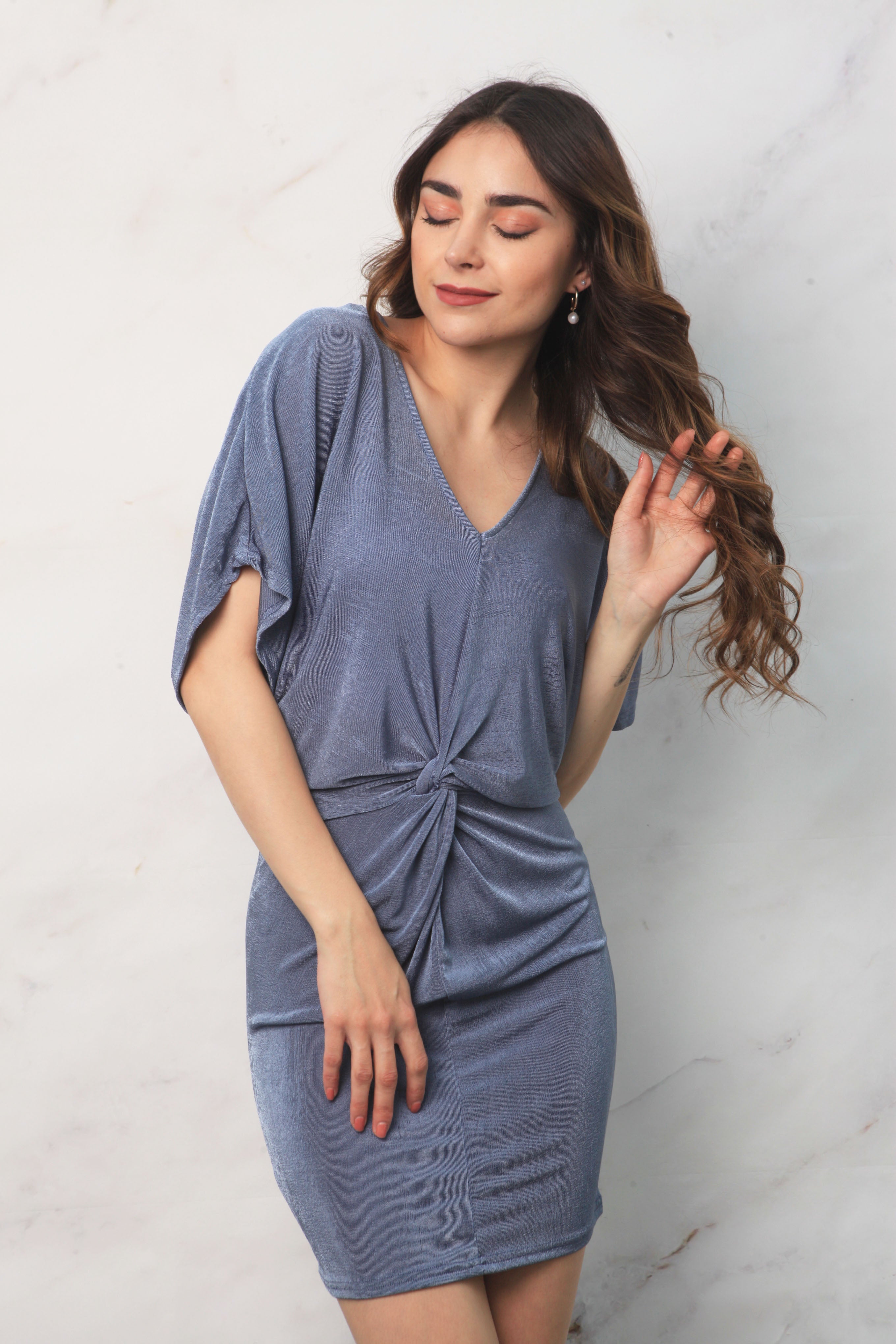 Vestido spandex nudo Azul