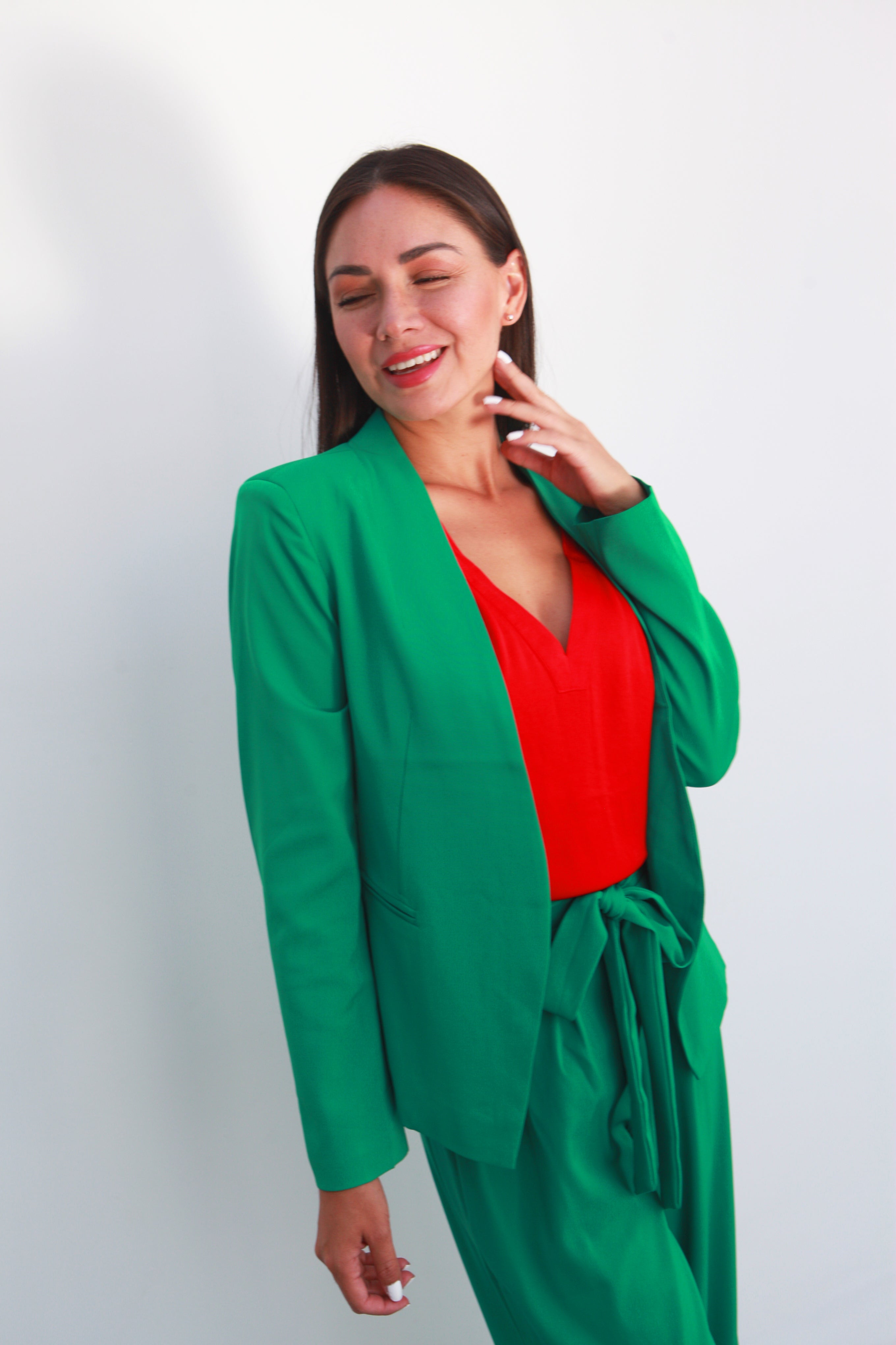 Blazer sin solapa Verde Esmeralda