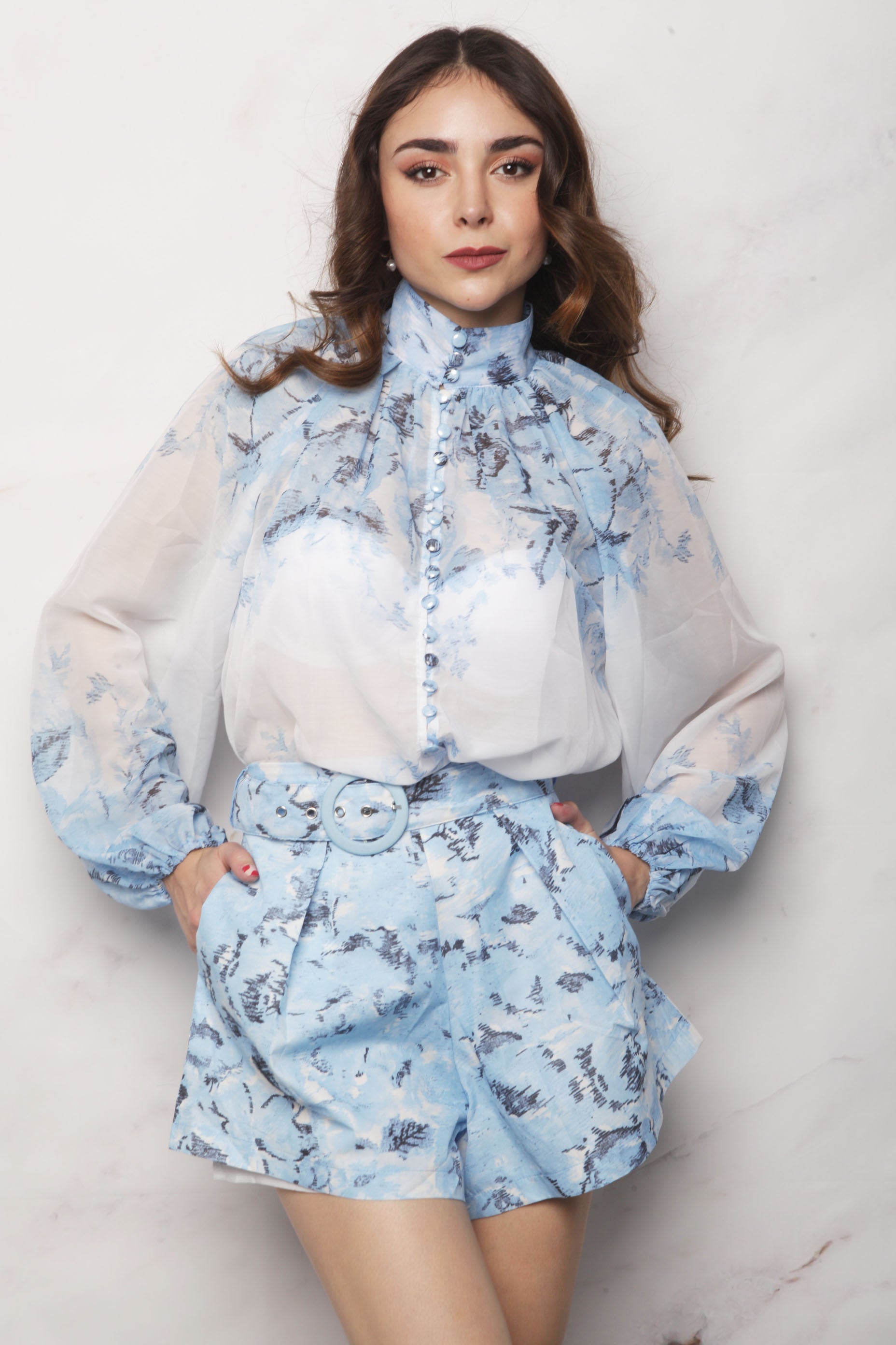 Set de short con blusa Azul baby