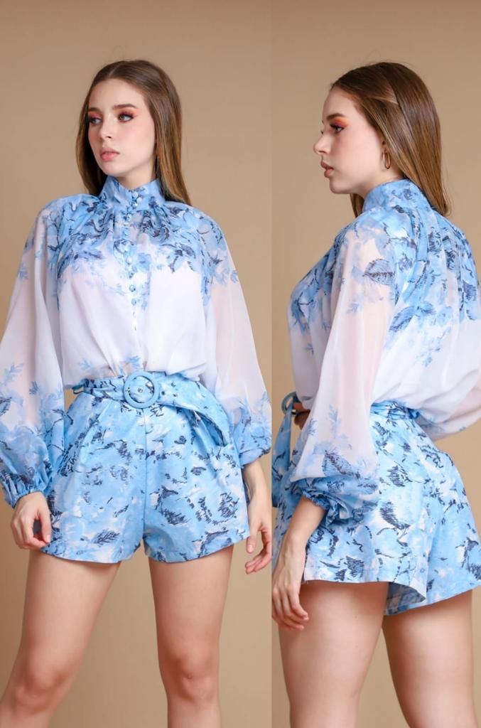 Set de short con blusa Azul baby