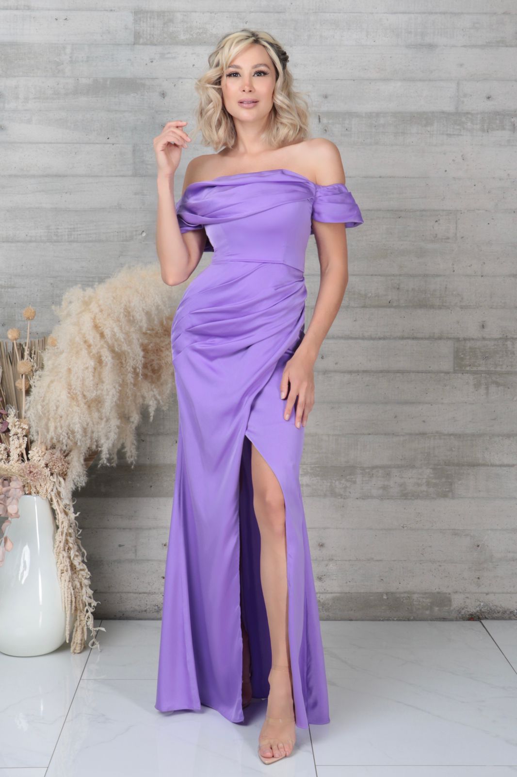 Vestido largo off-shoulders Lila