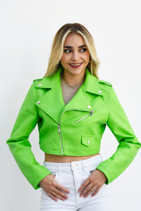 Fashion Styled Chamarra biker corta Verde