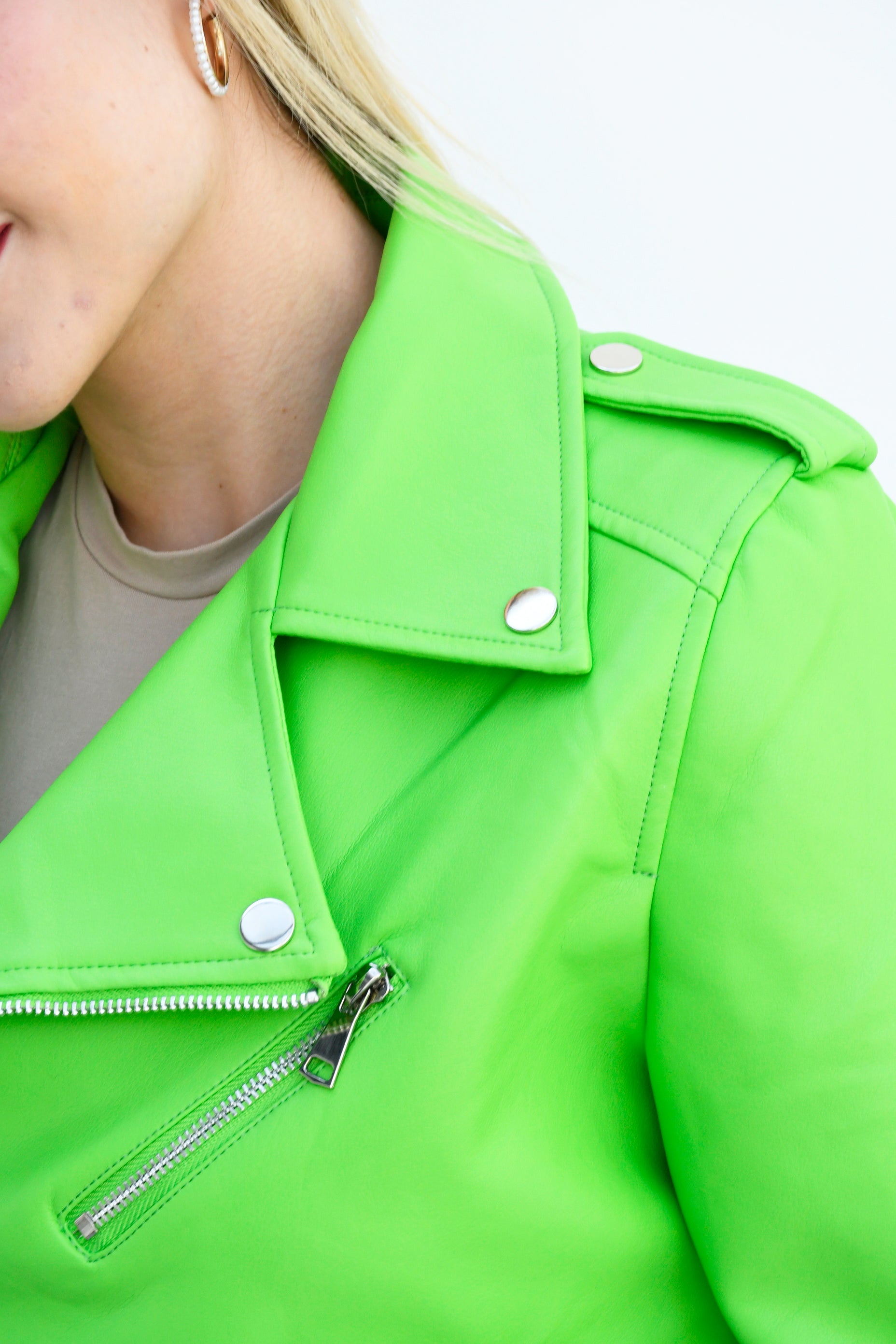 Chamarra biker corta Verde