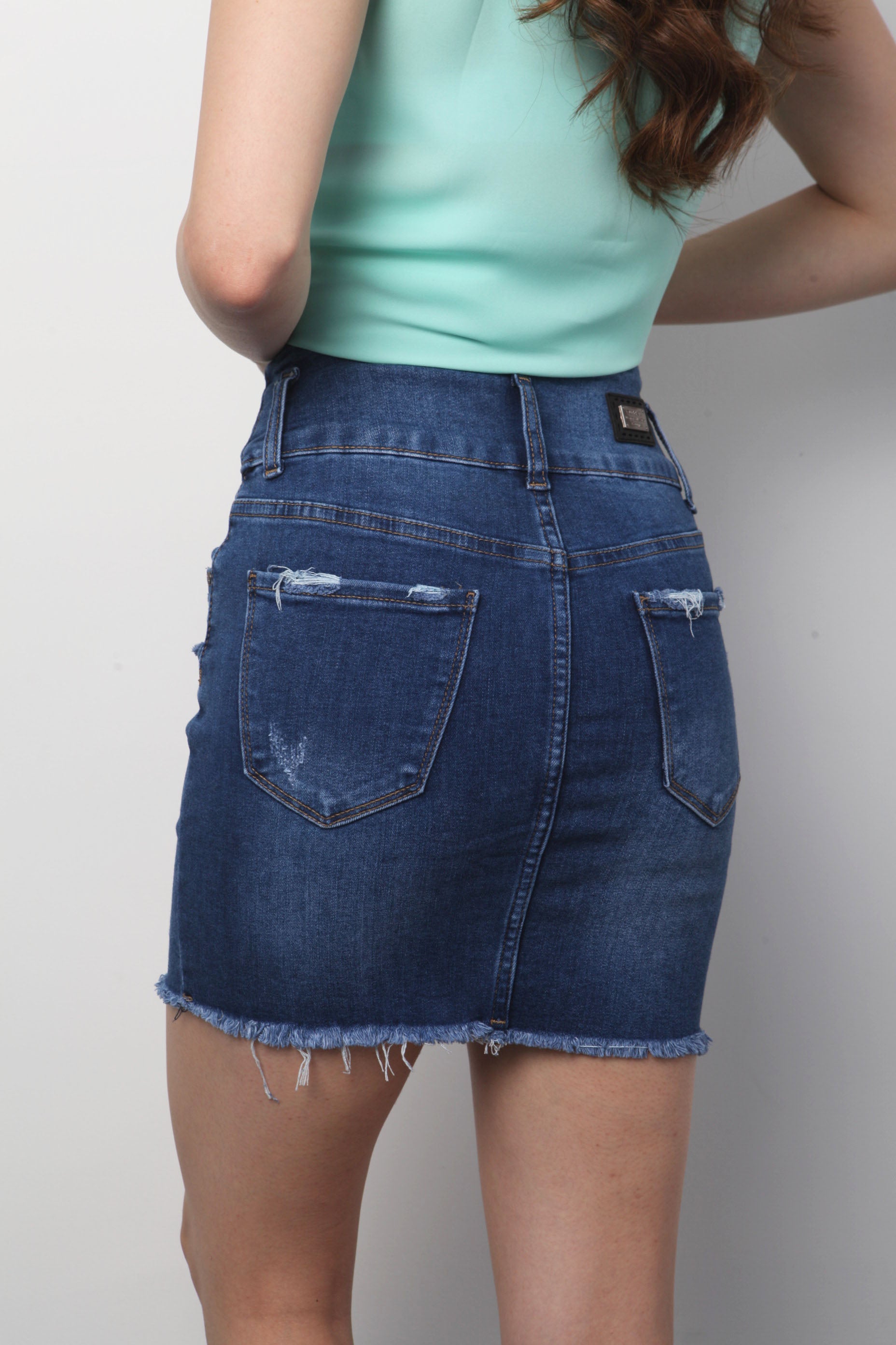 Falda corta de Mezclilla pretina ancha