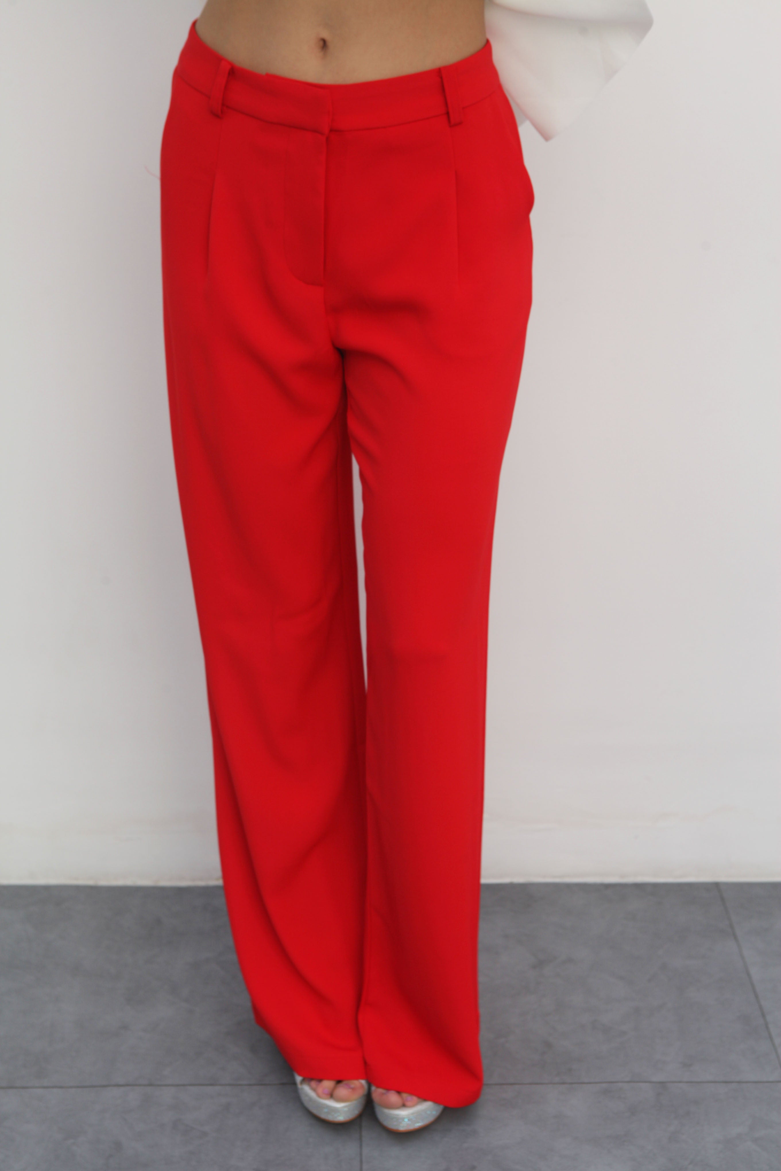 Pantalón de vestir pierna ancha Rojo
