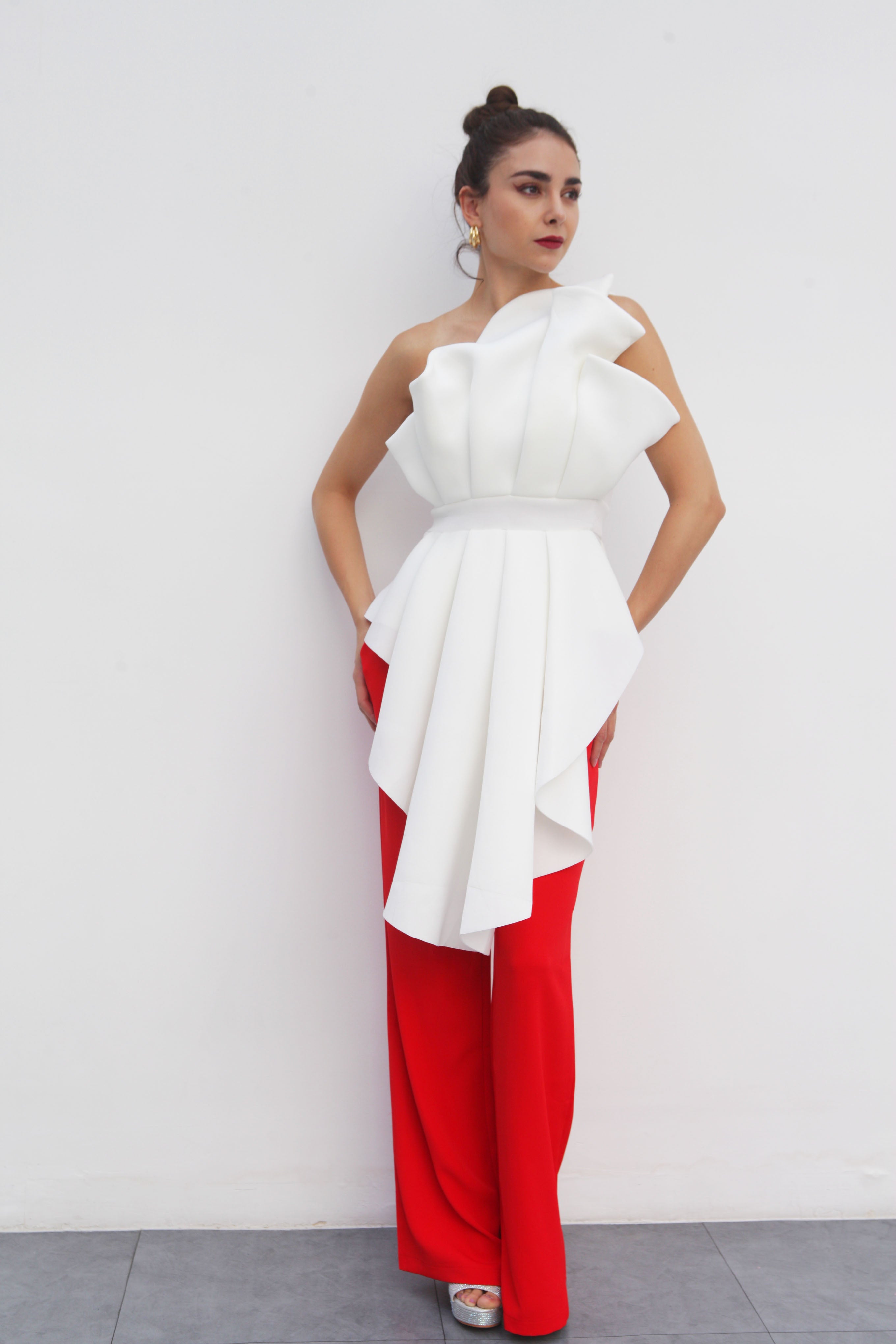 Pantalón de vestir pierna ancha Rojo