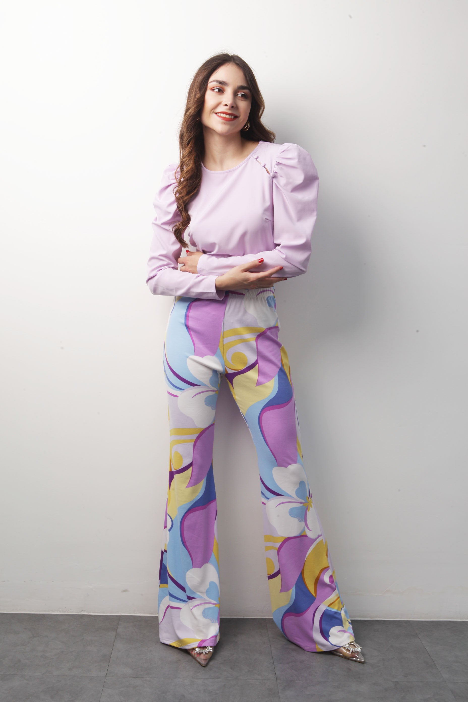 Pantalón campana algodón Estampado