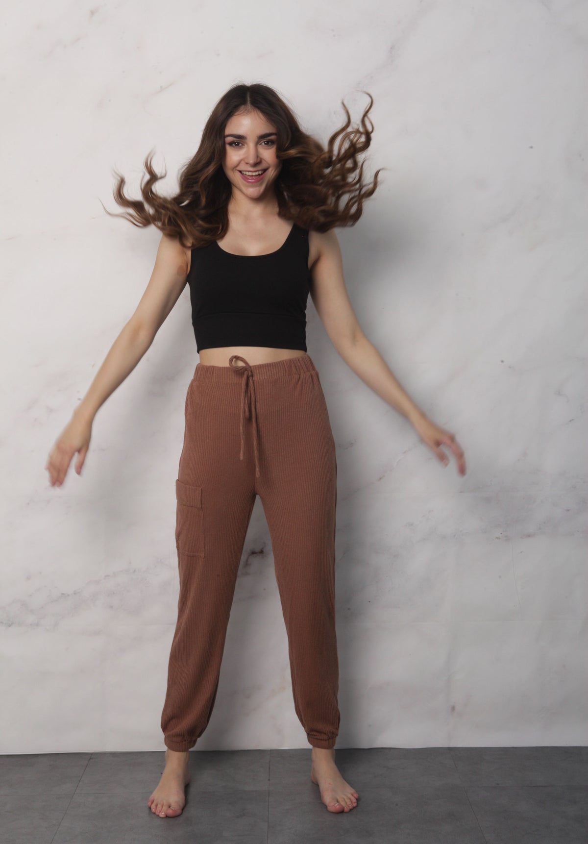 Pantalón Jogger cargo de punto Moka