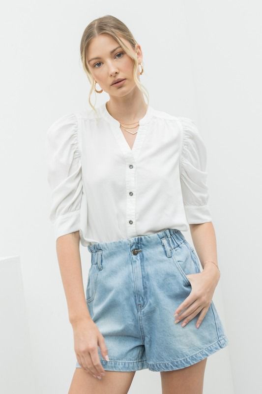 Blusa manga puff Blanco