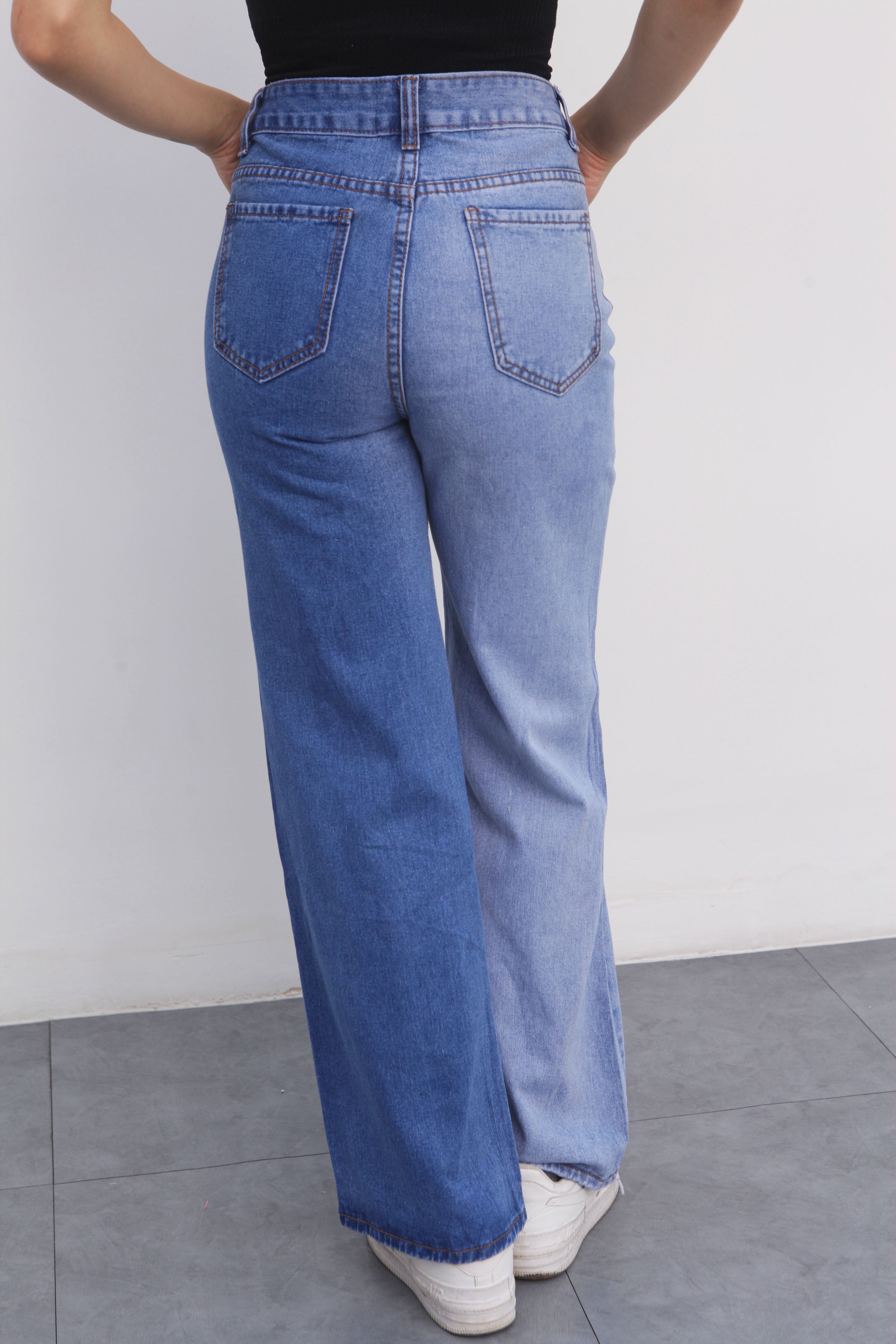 Jeans wide leg rasgados bitono Medium-Light
