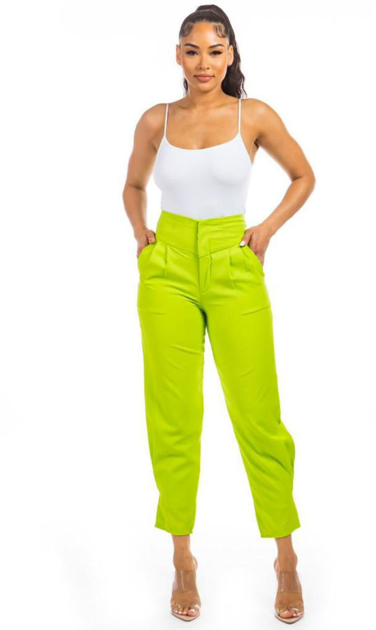 Pantalones vestir slouchy Lime Neón