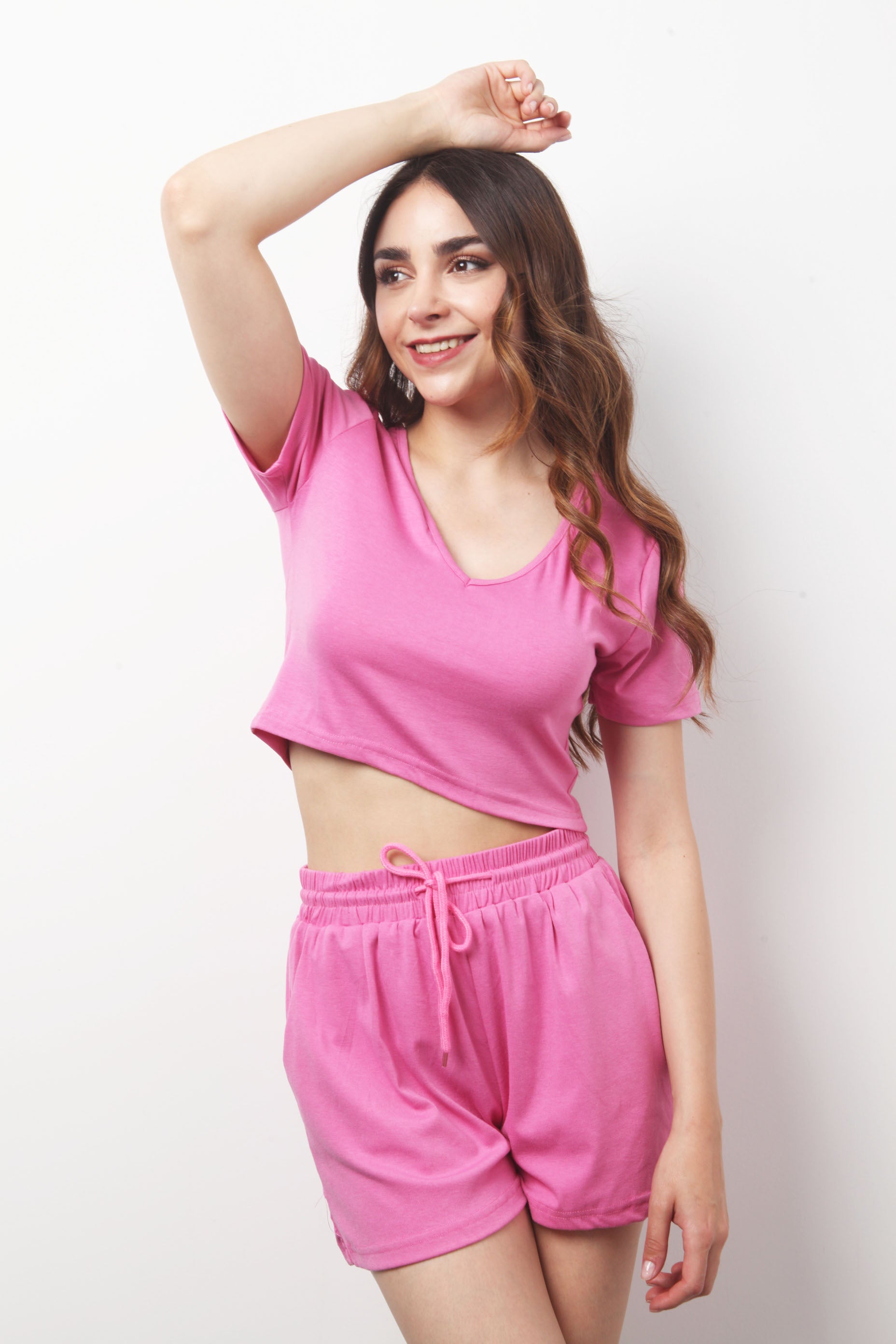 Set Short con Blusa de algodón Rosa Chicle