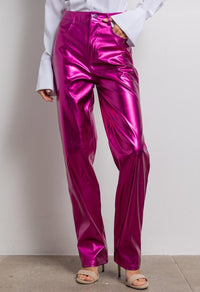 Fashion Styled Pantalón recto metálico Magenta