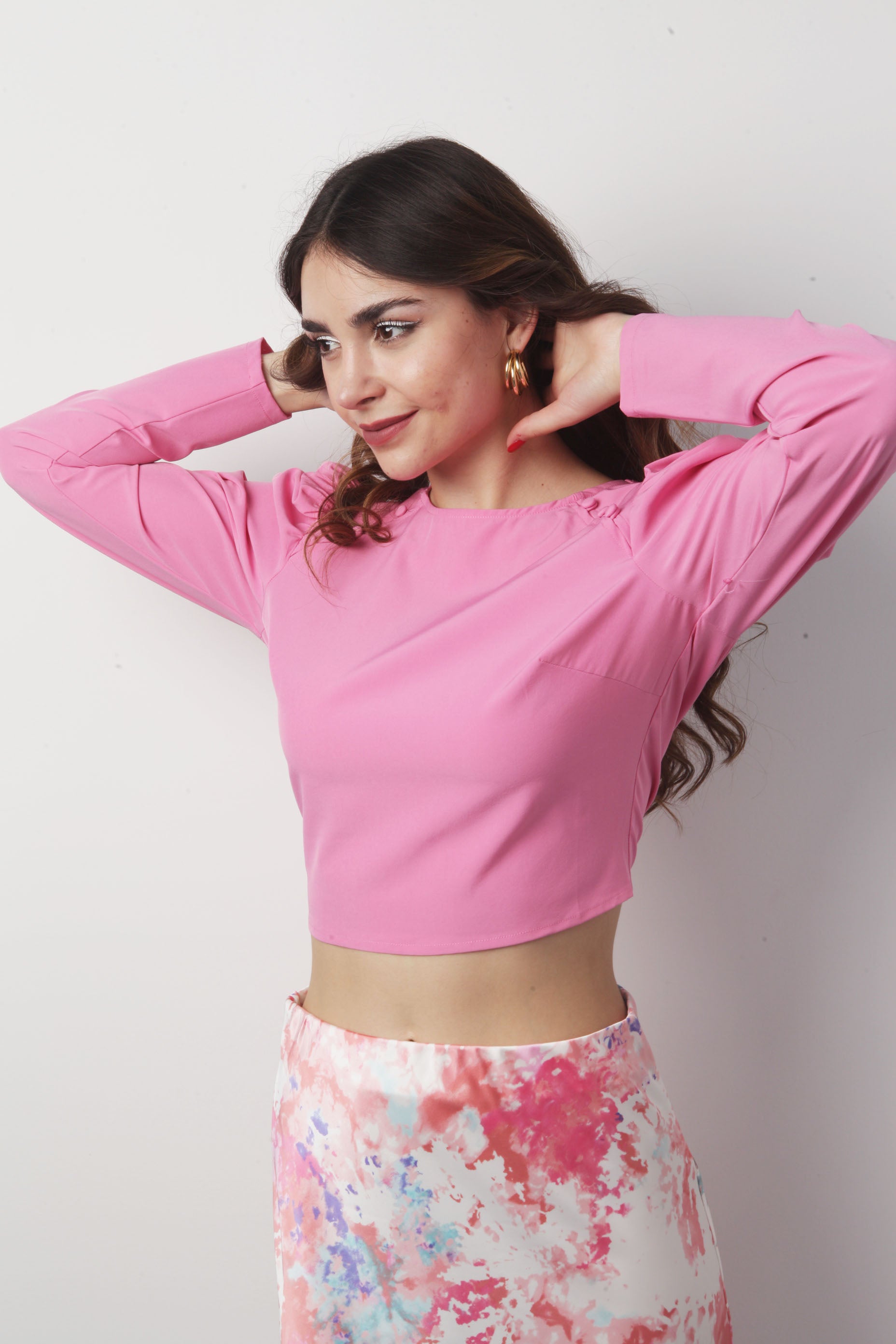 Blusa manga puffy Rosa chicle