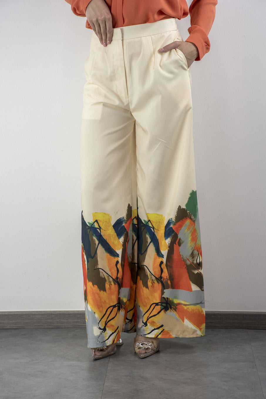Pantalón con estampado inferior Ivory