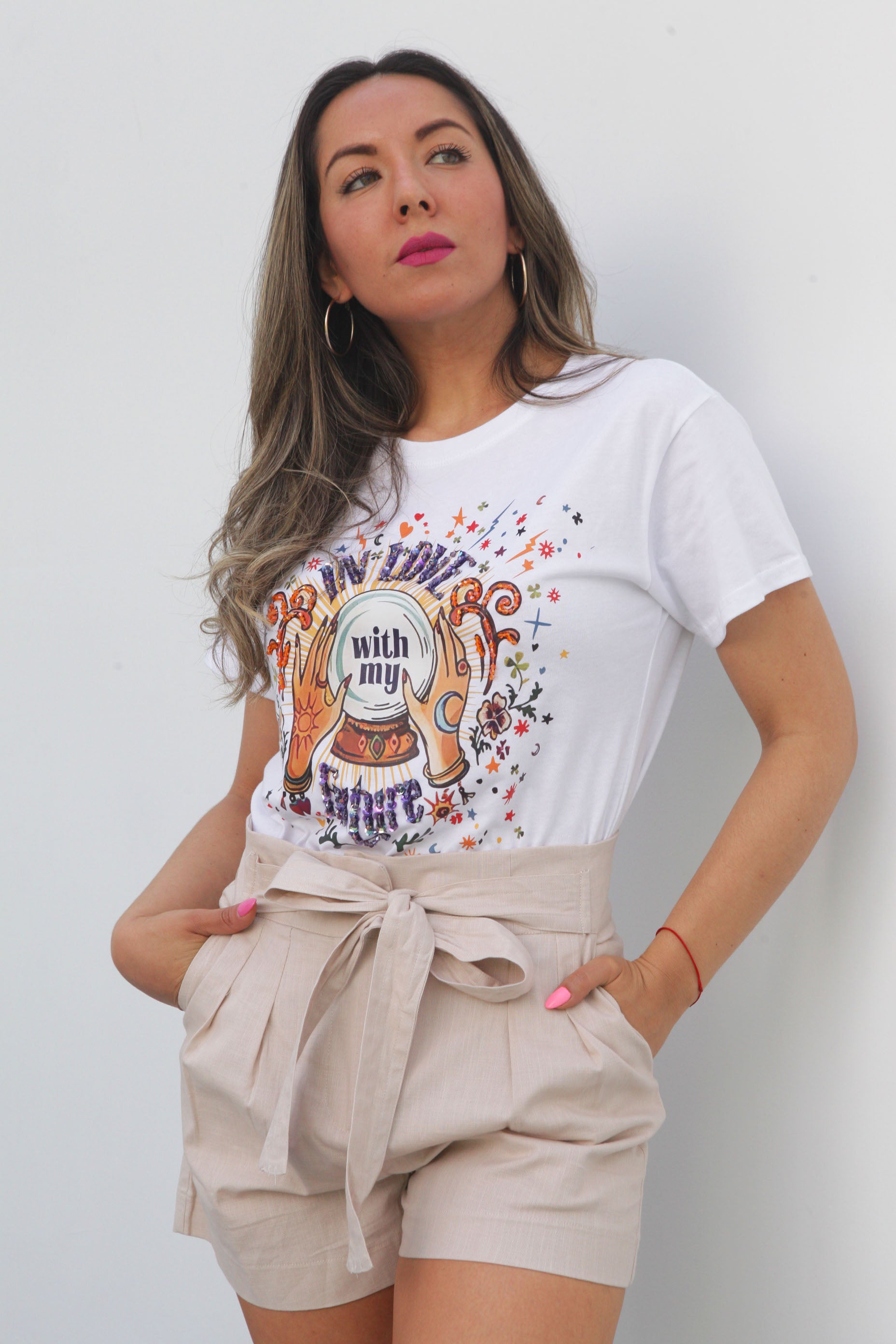 Short paper bag lino Beige