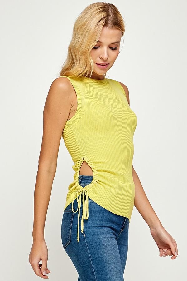 Blusa canalé drapeado Lime