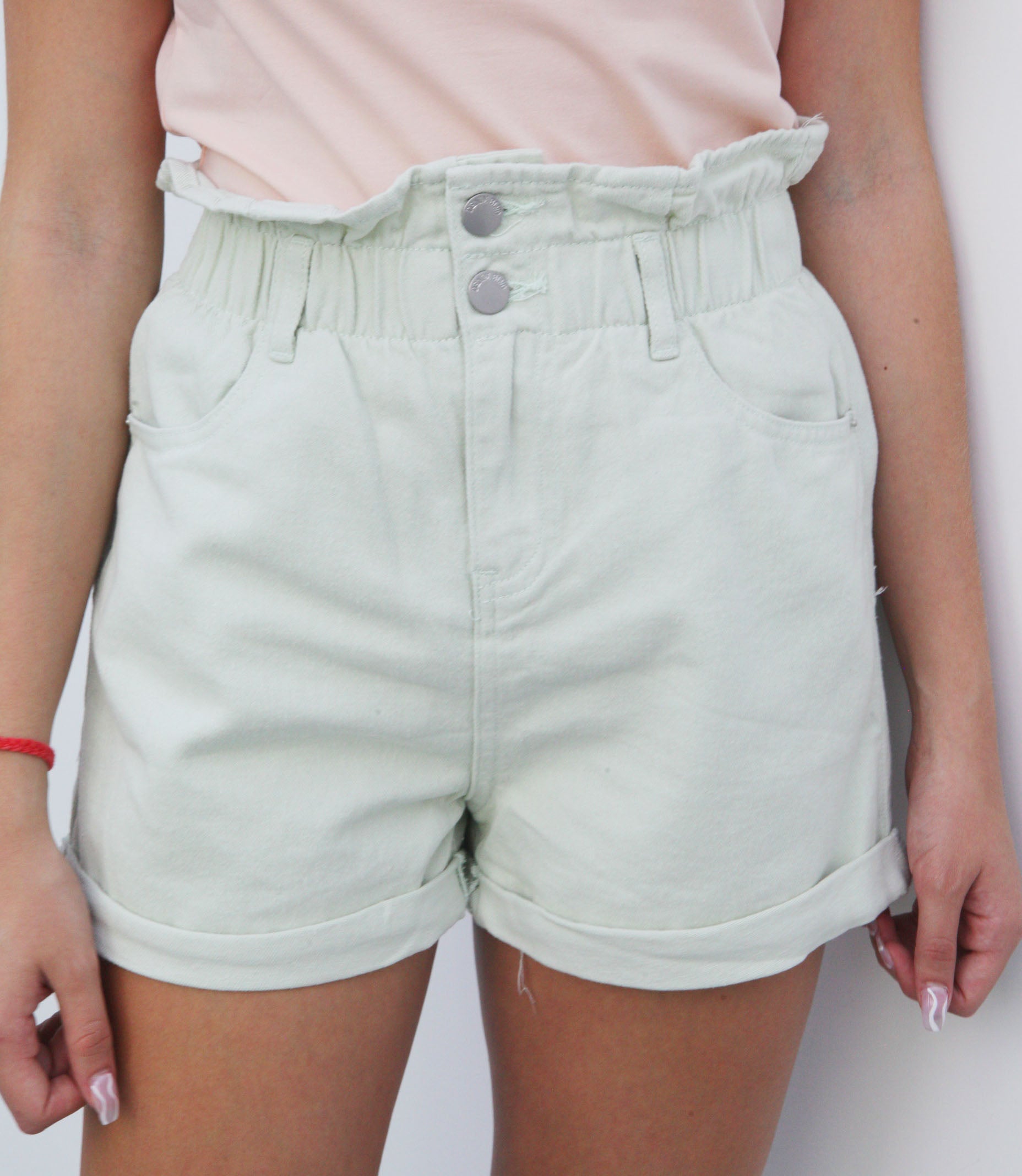 Short Denim resorte Menta