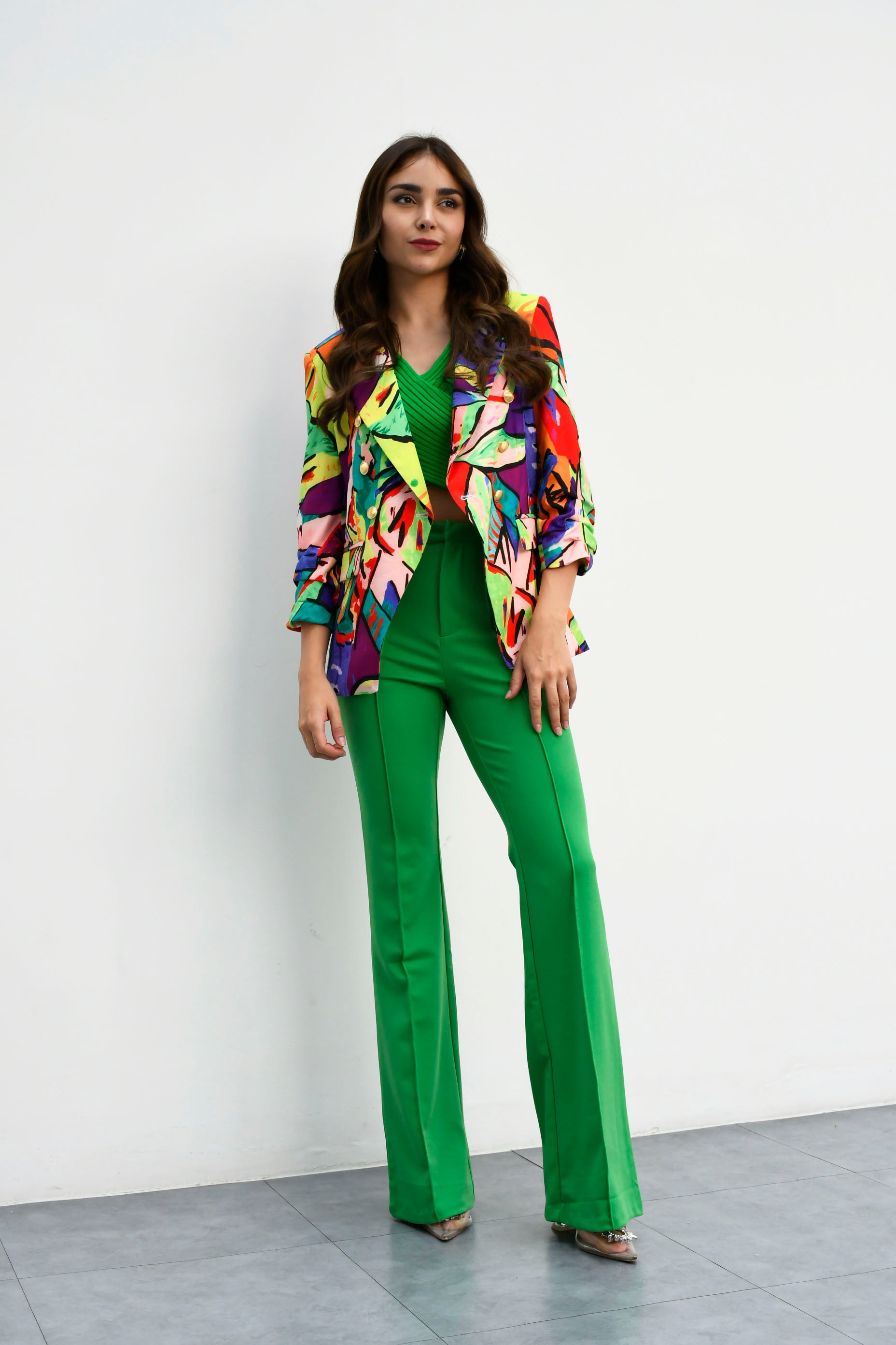 Pantalón de vestir flare Verde