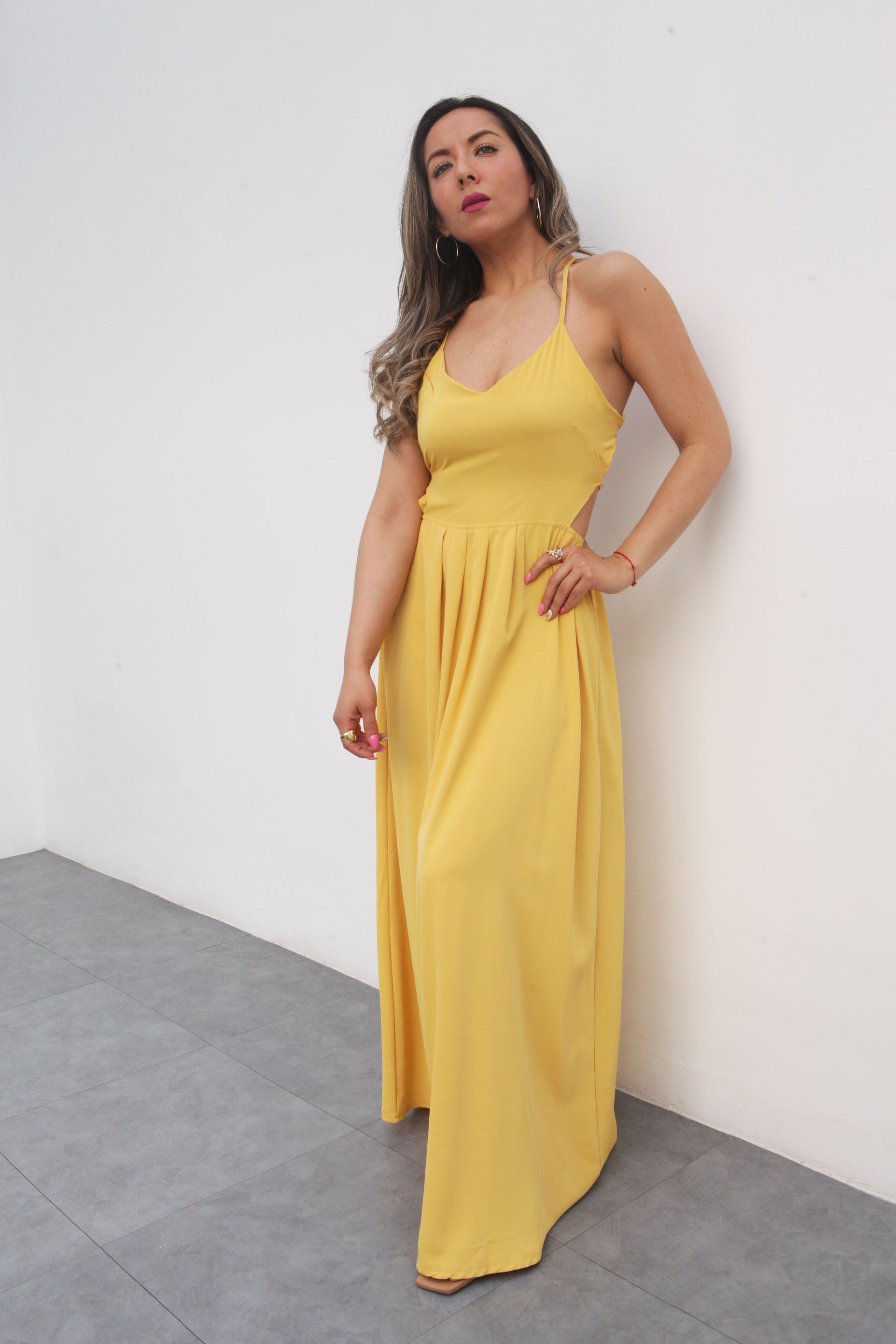 Vestido largo tirantes Amarillo Mango