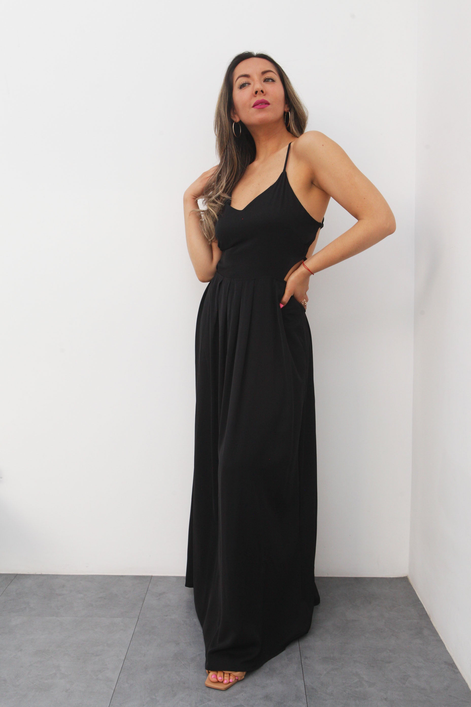 Vestido largo  tirantes Negro