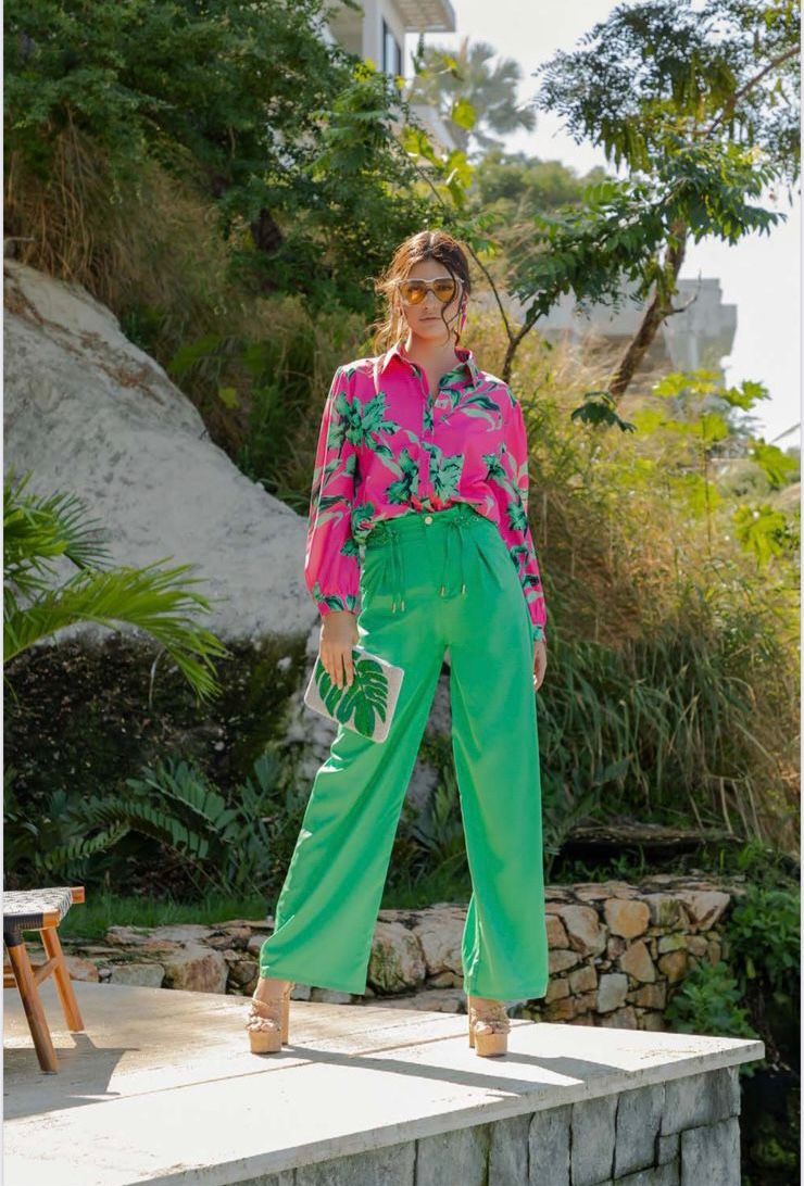 Pantalón pierna ancha Verde