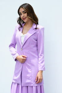 Fashion Styled Blazer largo con solapa Lila