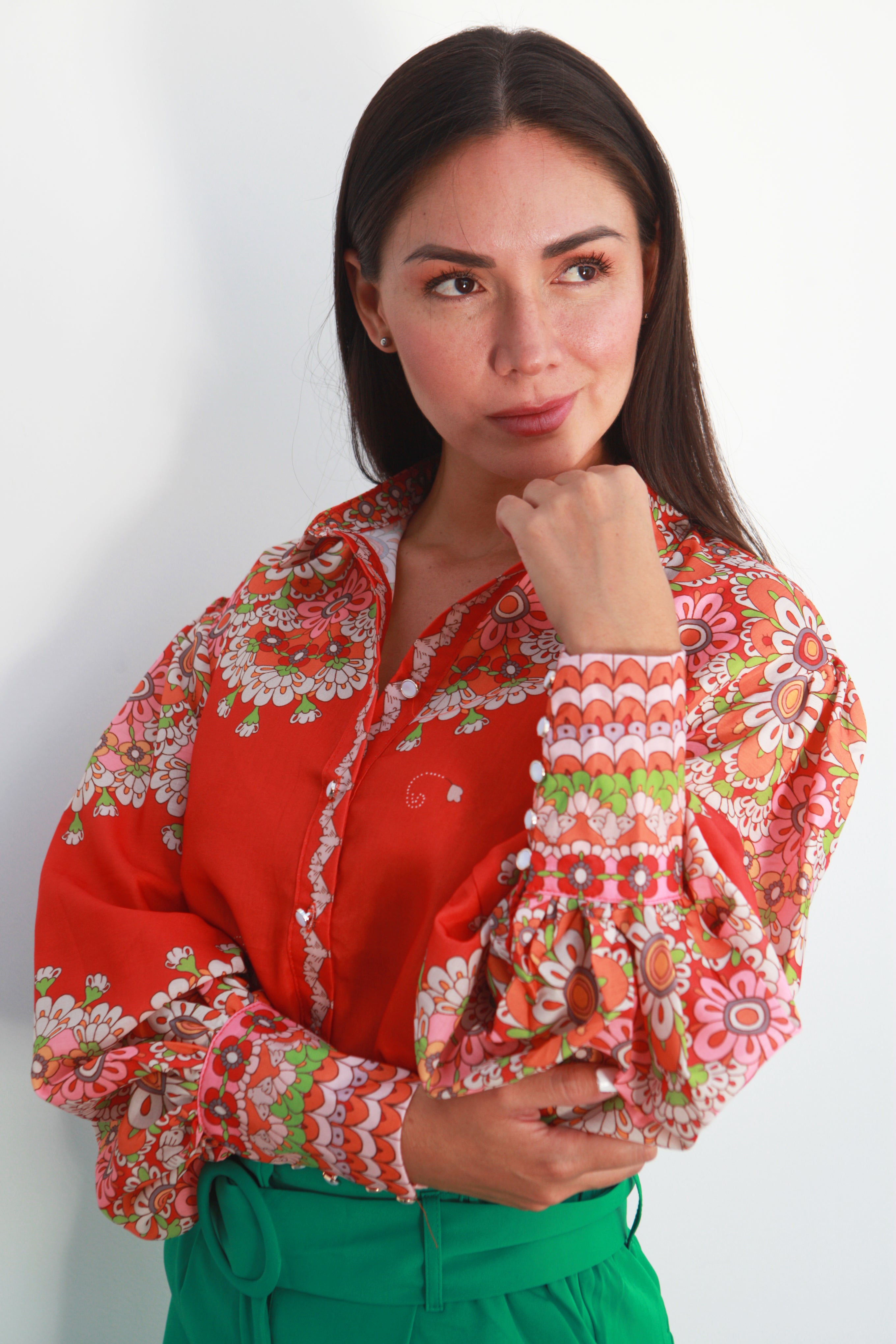 Camisa estampado Suiza Naranja