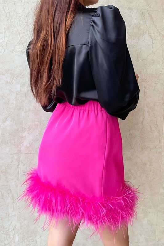 Falda Mini con Plumas Fiusha