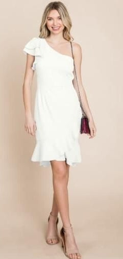 Vestido una manga olán Blanco