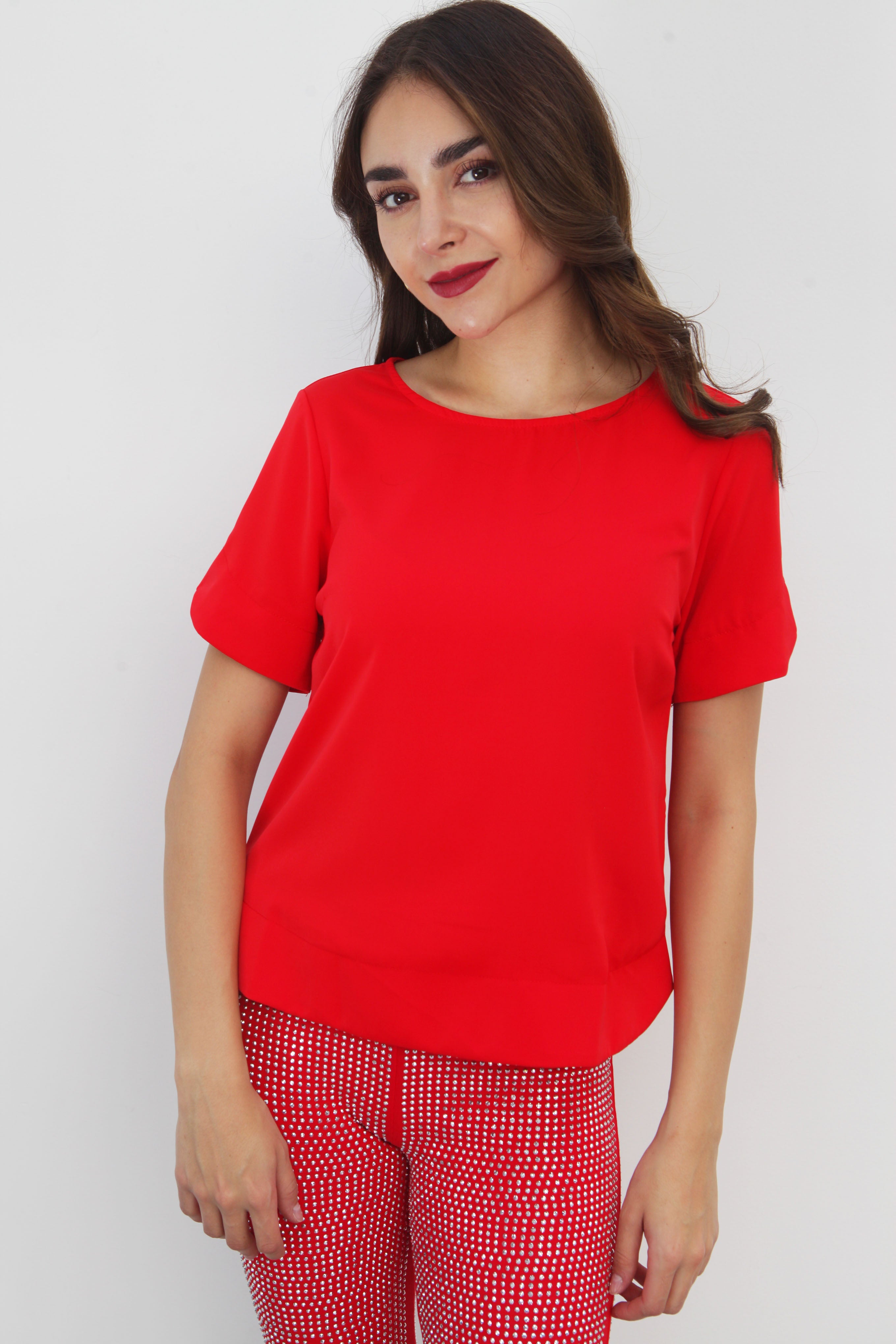 Blusa de vestir ligera Rojo