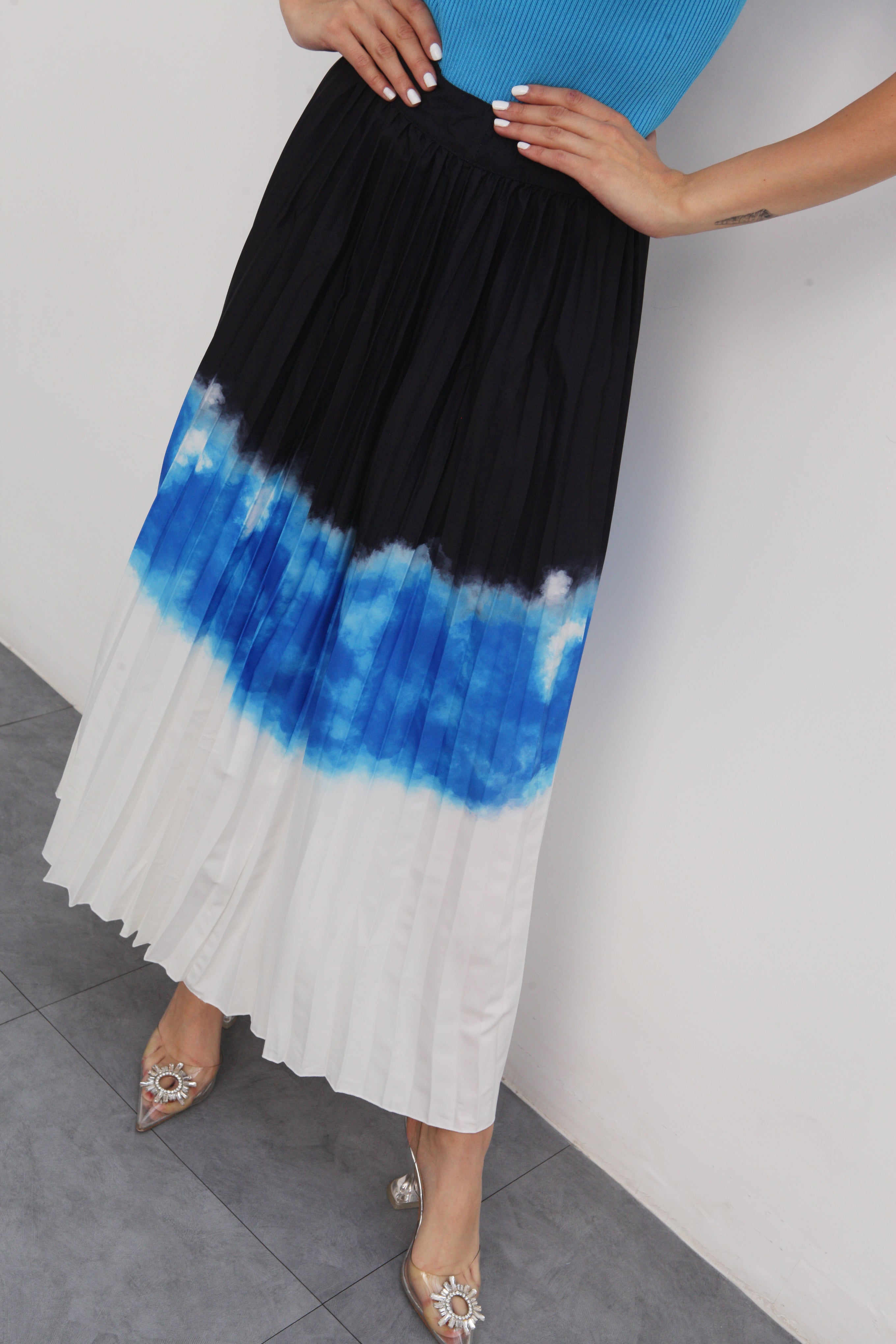 Falda tableada degradado Azul