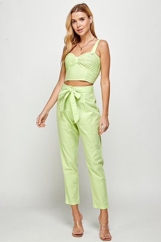Set Pantalón y Top drapeado Lime