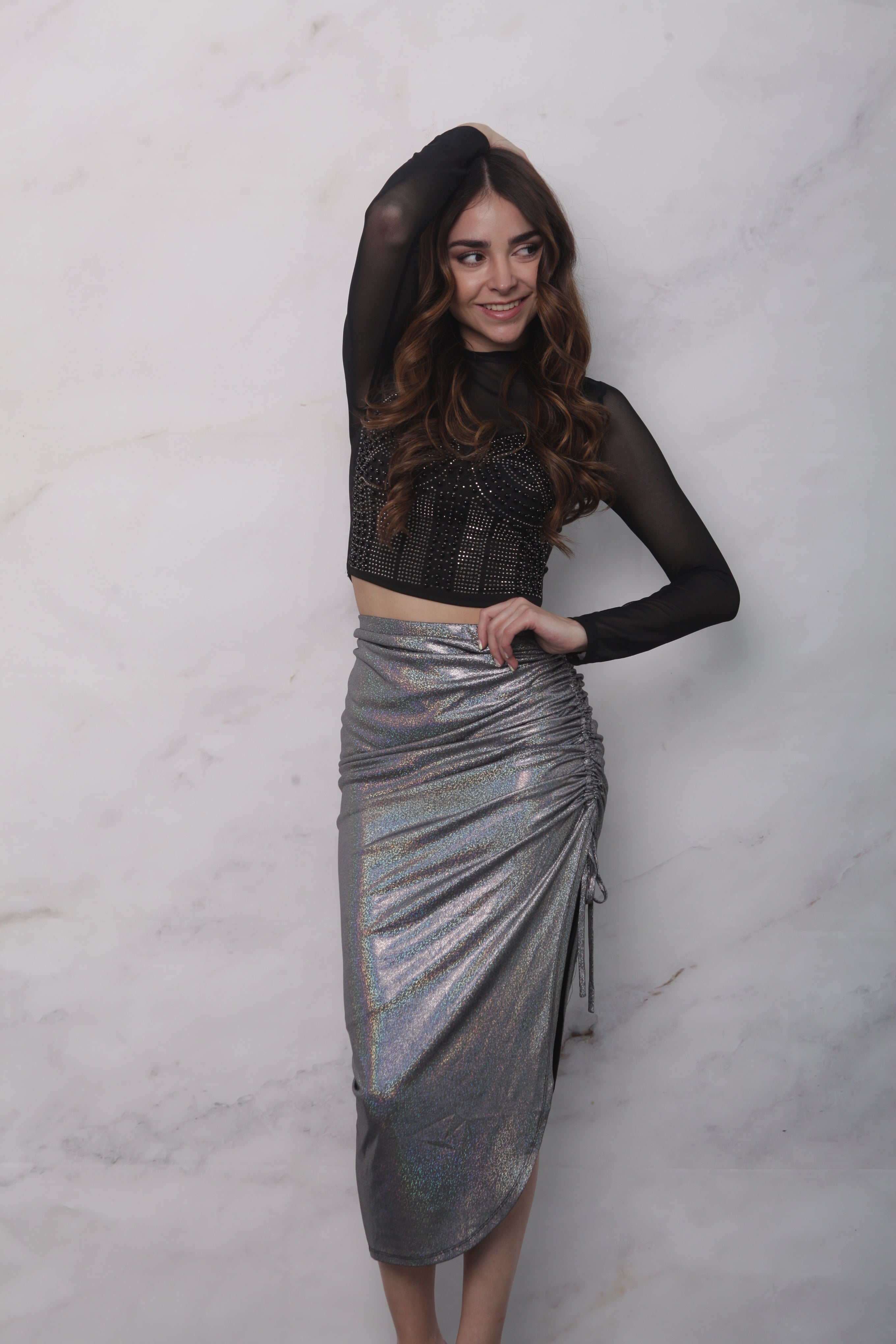 Falda metalizada Plata